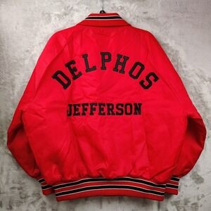 Vintage Delphos Jefferson Varsity Jacket Bomber Holloway Mens Size XL USA‎ Red